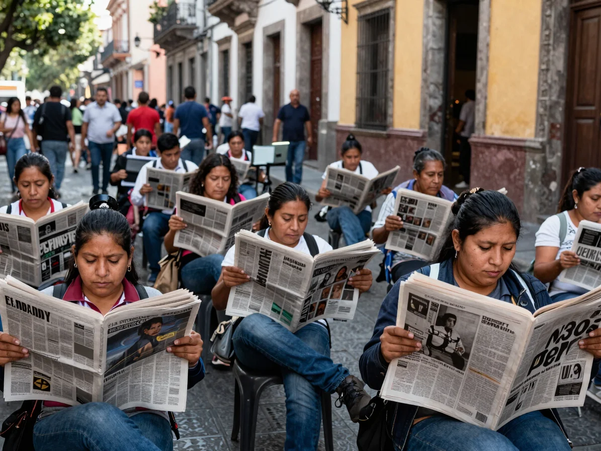Crisp documentary photograph of a bustling street scene in Mexico